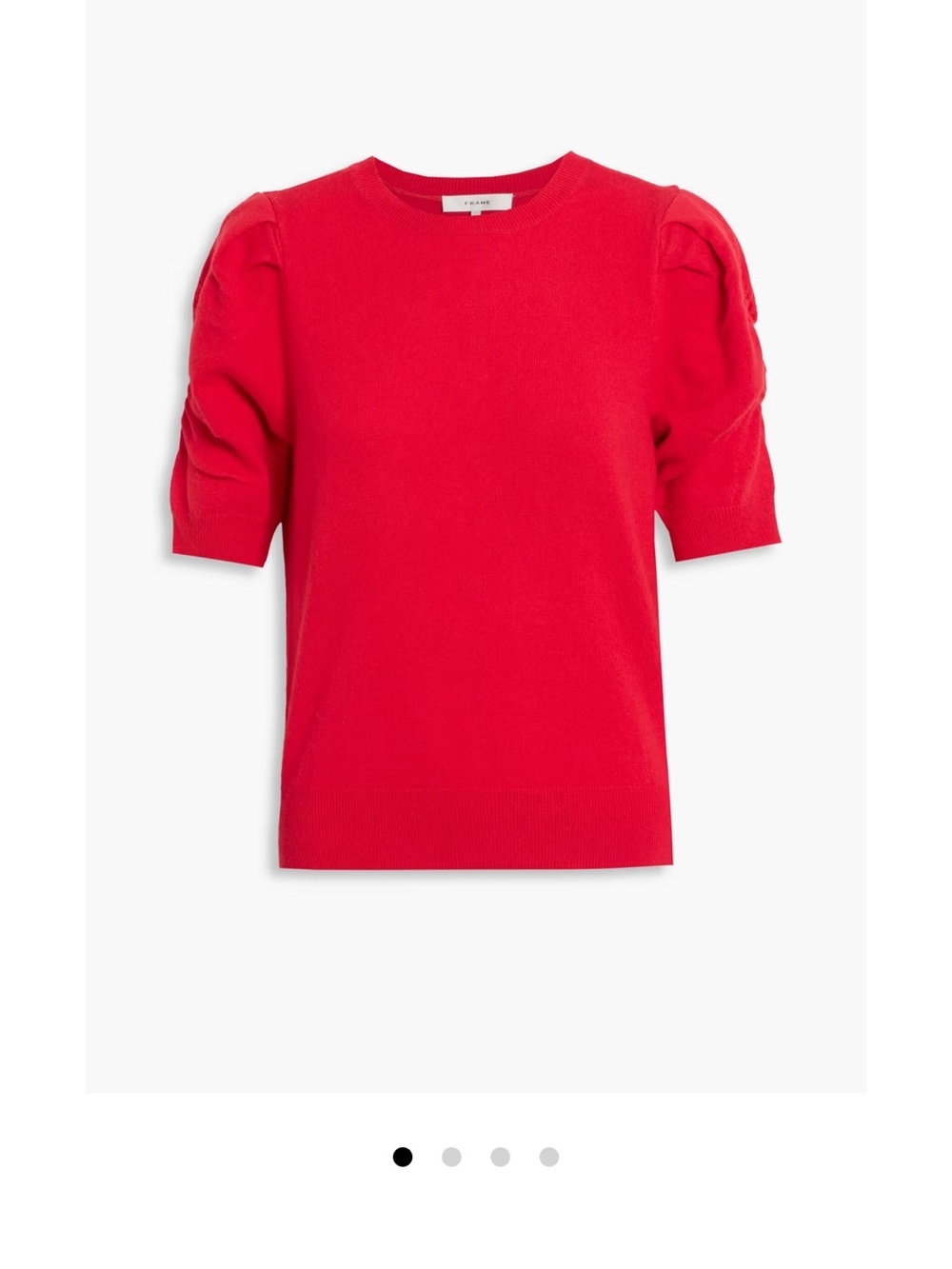 Frame Frankie Puff Red Wool Blend Ruched Short Sleeve Sweater — Size Small - Picture 3 of 10